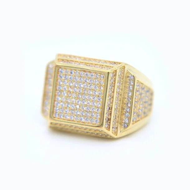 Кольцо в стиле хип-хоп новое Золотое кольцо для мужчин ювелирное изделие высокое