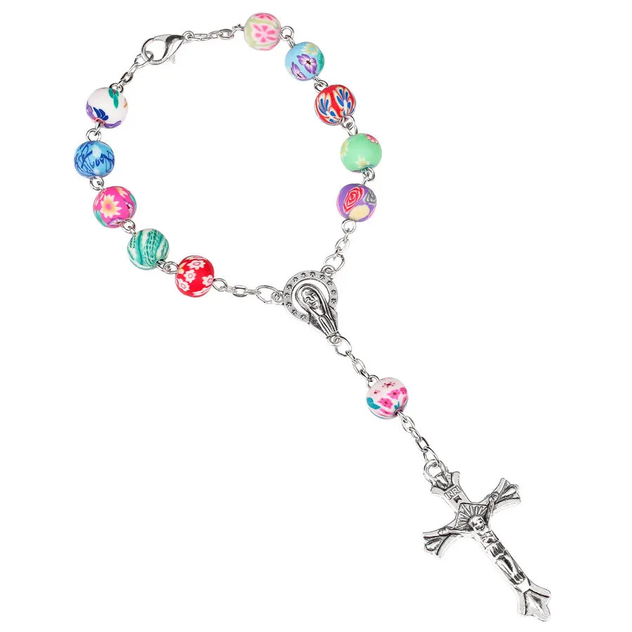 Католические Четки из разноцветной полимерной глины 8 мм 12 шт./лот|rosary bracelet|bracelet