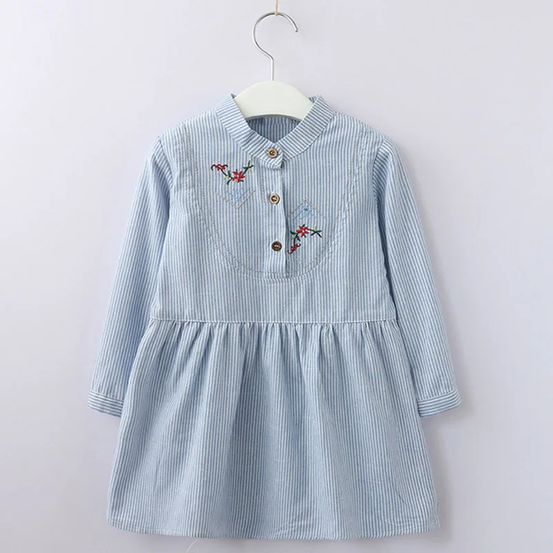 Bear Leader Girls Dress 2022 New Spring Kids Flower Embroidery Ruffled Long Sleeve Drawstring Princess Dresses For 3-11 Years | Детская