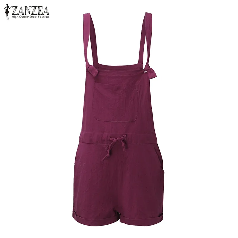 ZANZEA женские комбинезоны 2020 новые летние однотонные Комбинезоны на бретелях