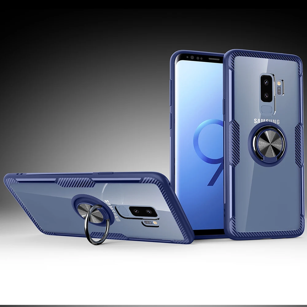Чехол-подставка с магнитным кольцом для Samsung Galaxy S9 Plus Ультратонкий Прозрачный