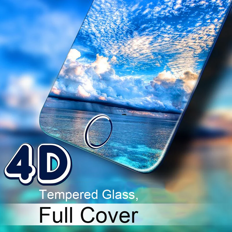 Закаленное стекло TOMKAS 4D с закругленными краями для iPhone 7/6 6s, стекло 5D, защита экрана, полное покрытие, стекло для iPhone 7, 6, 6s Plus, пленка