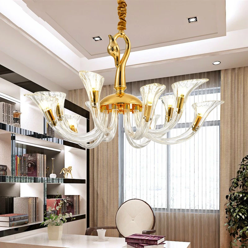 

Modern LED hanging lights living room chandelier lighting Glass pendant luminaires luxury Copper fixtures bedroom suspended lamp