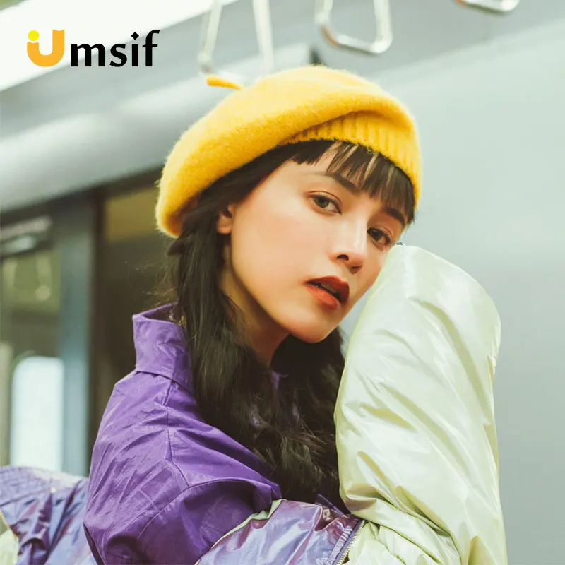 Новинка 2018 зимние женские шерстяные вязаные береты во французском стиле