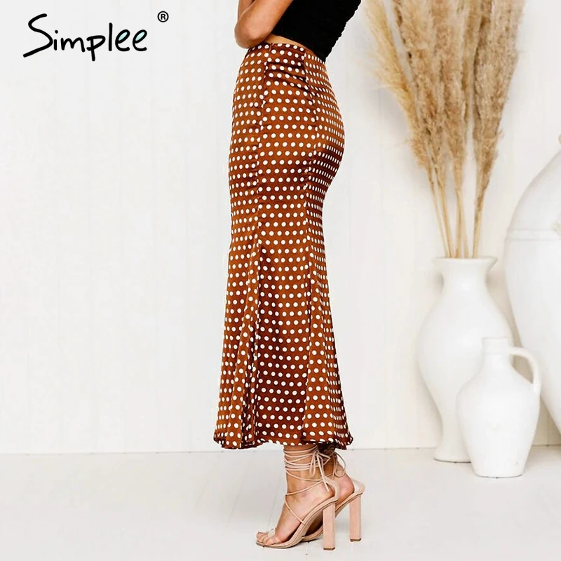 Simplee Элегантный рюшами подол длинная юбка-годе Высокая талия корейской моды dot