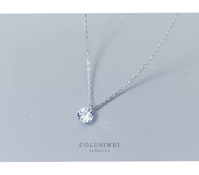 Colusiwei серебро 925 пробы невидимая цепь ожерелья подвески кубическая циркониевая подвеска ожерелье с кольцевой цепью женский