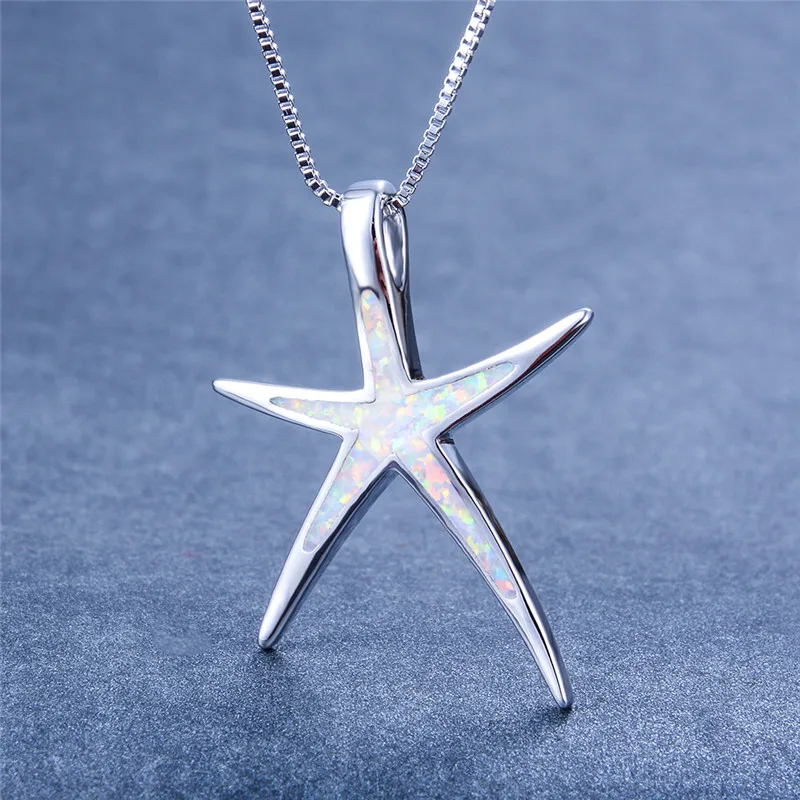 Женское ожерелье с подвеской в виде морской звезды голубого зеленого белого