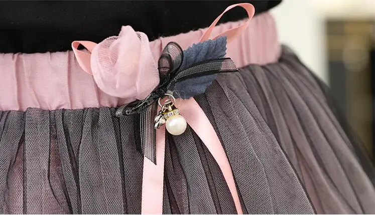 2019 fashion girls sumemr party dress cotton mesh fake 2 piece set children wedding | Детская одежда и обувь