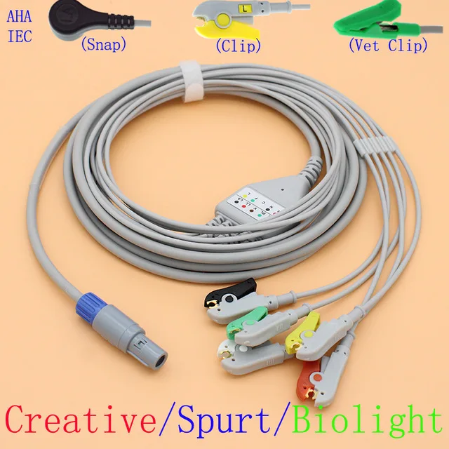 Biolight BLT M12 креативный PC9000S PC9000 UP6000 Spurt 5 выводов ecg кабель и leadwire Redel 6 контактный