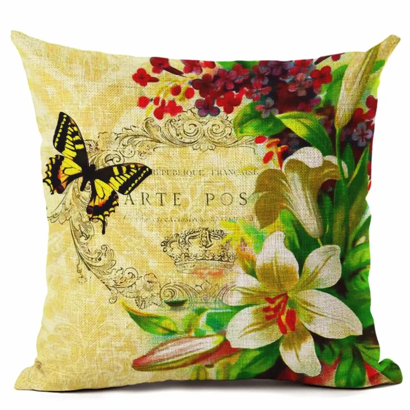 Новое поступление Ретро Цветы и бабочки чехлы на декоративные подушки диван