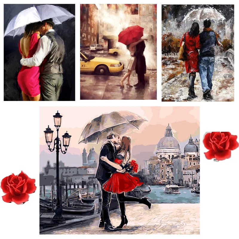 

5D DIY Full Drill Diamond Painting Lovers Umbrella Pattern Cross Stitch Diamond Embroidery Stickers Decorative Painting