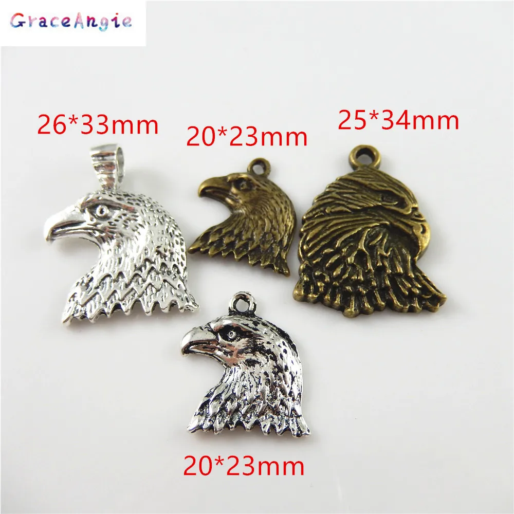 GraceAngie 8PC Punk Style Eagle Shape Antique Bronze Necklace Pendant Charms Zinc Alloy Bracelet Crafts DIY Jewelry Findings | Украшения и