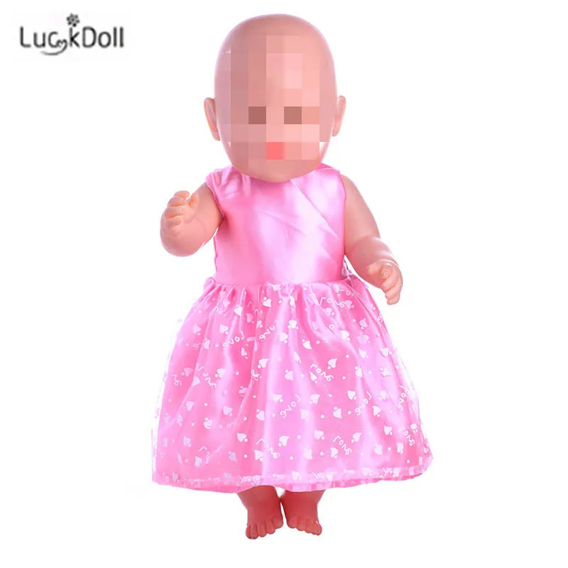 LUCKDOLL модное летнее розовое платье подходит 18 дюймов Американский 43 см детская кукла одежда аксессуары, игрушки для девочек, поколение, подарок на день рождения