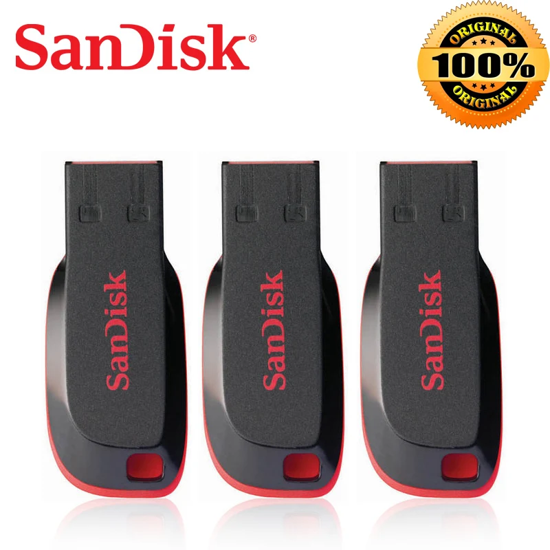 100% Оригинал SanDisk Cruzer Blade CZ50 USB флеш накопитель 128 Гб 64 ГБ 32 16 8 2 0 Поддержка