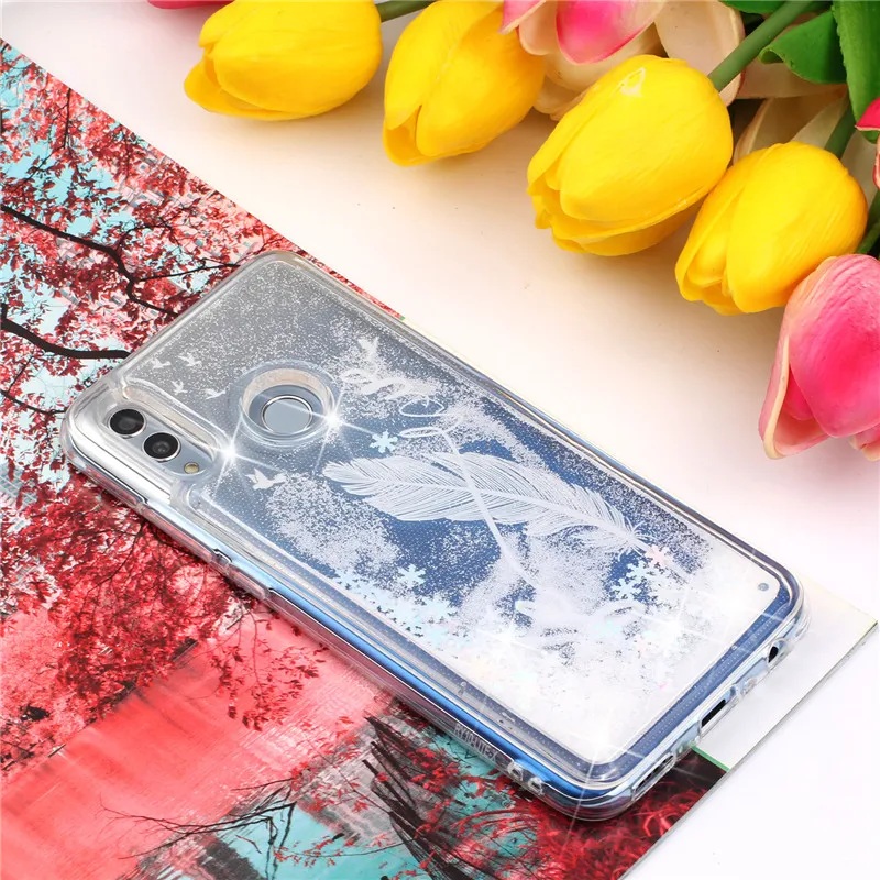 Для huawei Honor 8X 8C зыбучие пески Чехол Мягкий силиконовый чехол милое дерево милый розовый чехол для Honor 8X 8C Модный Блестящий кожаный чехол