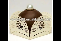 hot sell various color paper rose lace laser cut chocolate candy wrapper party decoration small cupcake wrapper