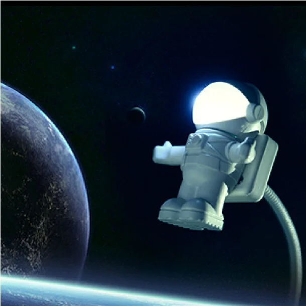 Стильный крутой космонавт USB светодиодный регулируемый ночной Светильник для компьютера PC лампа Настольный светильник чистый белый