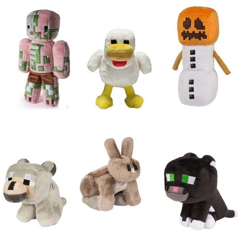 18-26 см 2019 Новейшие мини-игрушки куклы зомби Снежный голем Steve Wolf Duck Ocelot игры Мягкие
