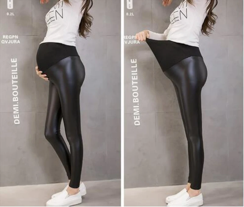 Осенние тонкие теплые регулируемые леггинсы большого размера для беременных