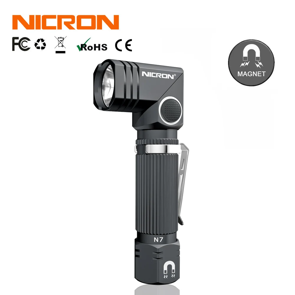 NICRON двойное топливо 90 градусов твист мини Угловой светодиодный фонарик с