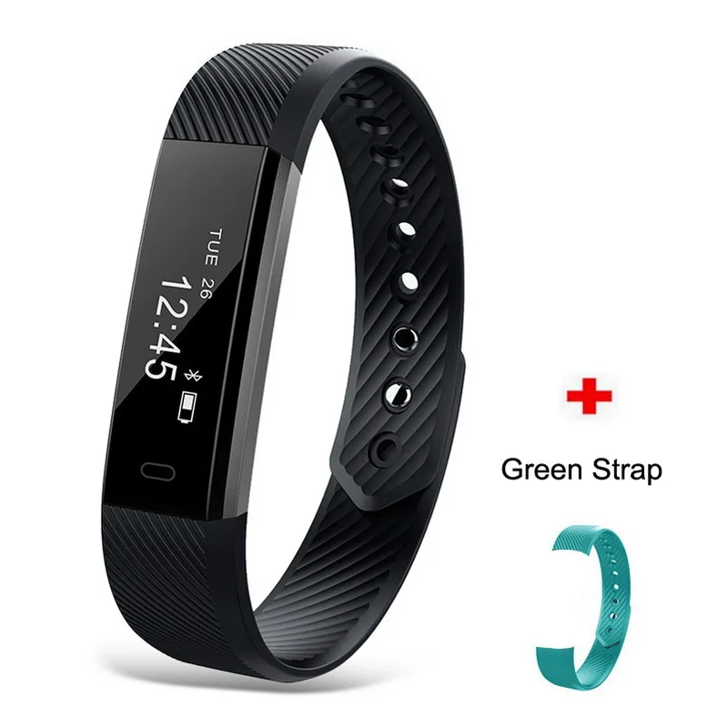 ID115 Black W green Фитнес-трекер умный Браслет ID115 Veryfit APP Bluetooth Band монитор активности будильник спортивный браслет для iOS Android - Цвет: ID115 Black W green