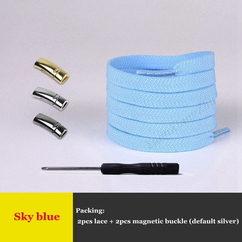 Sky blue 1 пара эластичных магнитных 1 секундных фиксирующих шнурков креативные быстро не Завязывающиеся шнурки для обуви Детские Взрослые Унисекс Спортивные туфли со шнурками шнурки для обуви - Цвет: Sky blue