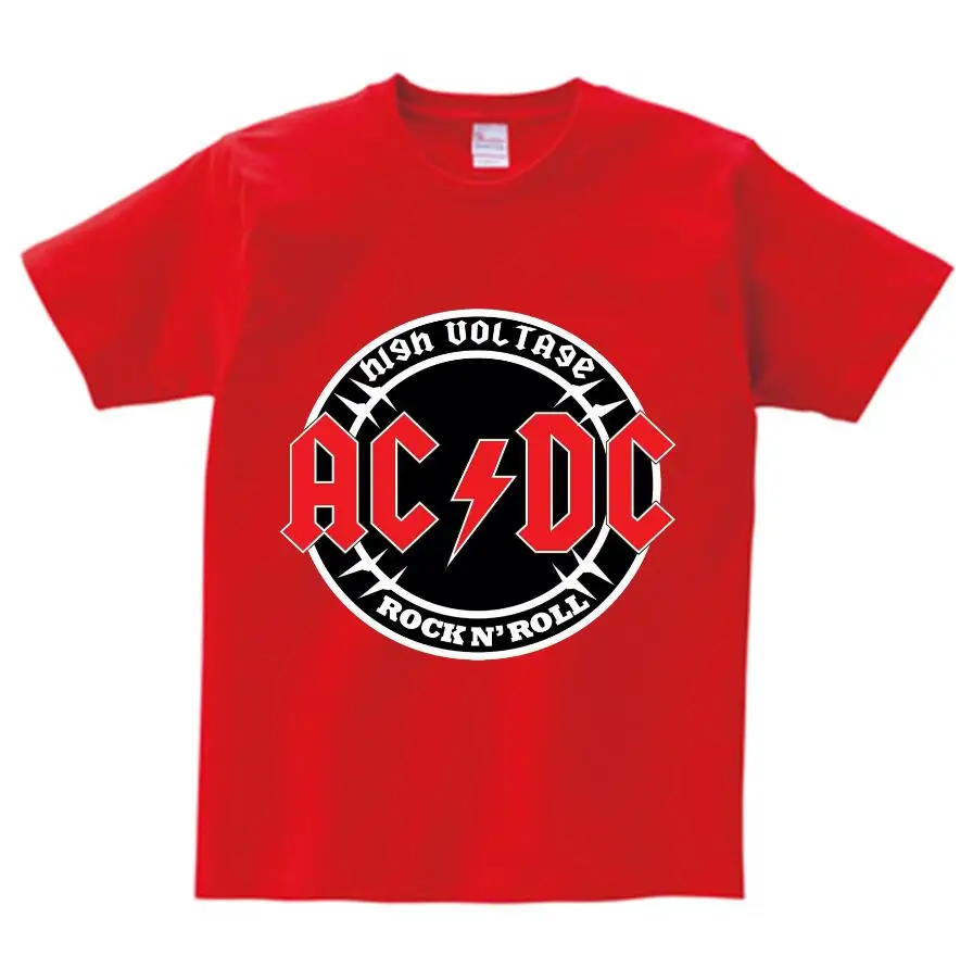 ACDC, Детская футболка детская ACDC футболка в стиле рок, Повседневная футболка с короткими рукавами для мальчиков и девочек, детские топы унисекс, одежда для малышей YUDIE - Цвет: red  childreT-shirt