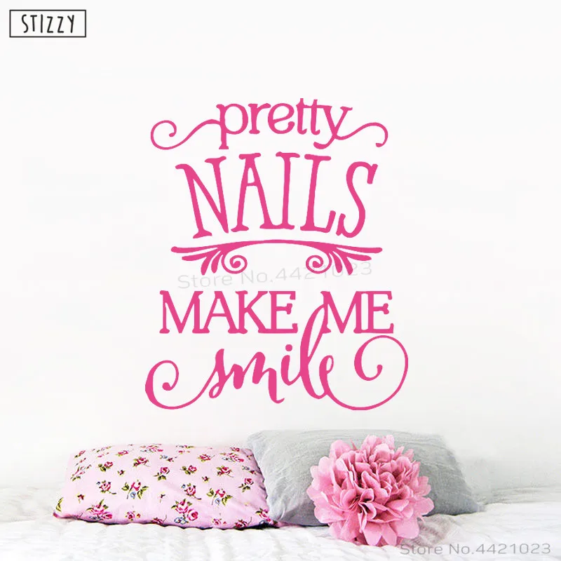 Настенная Наклейка stizzy Girls Nail beauty Salon виниловые наклейки на стену цитаты красивые ногти Make Me Smile Window Art Фреска плакат DIY B911