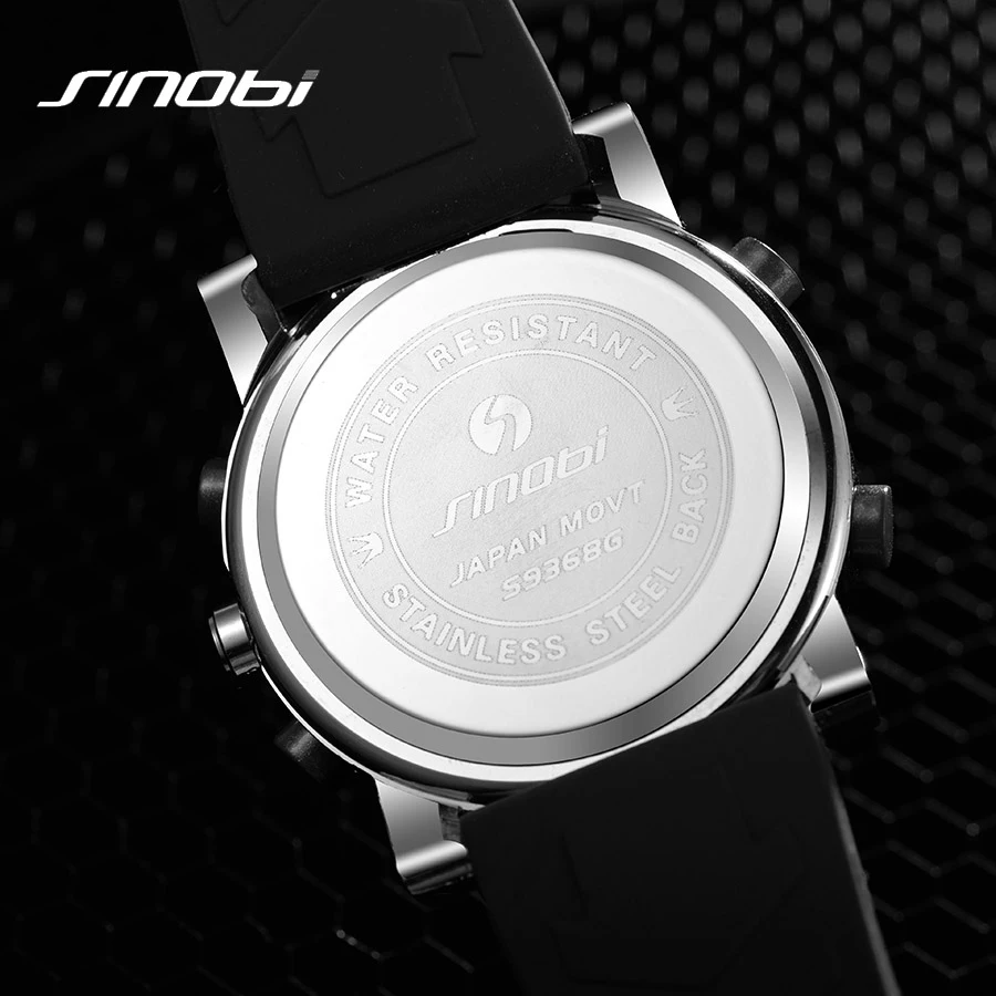 Мужские наручные часы SINOBI цифровые и кварцевые с хронографом спортивные военные