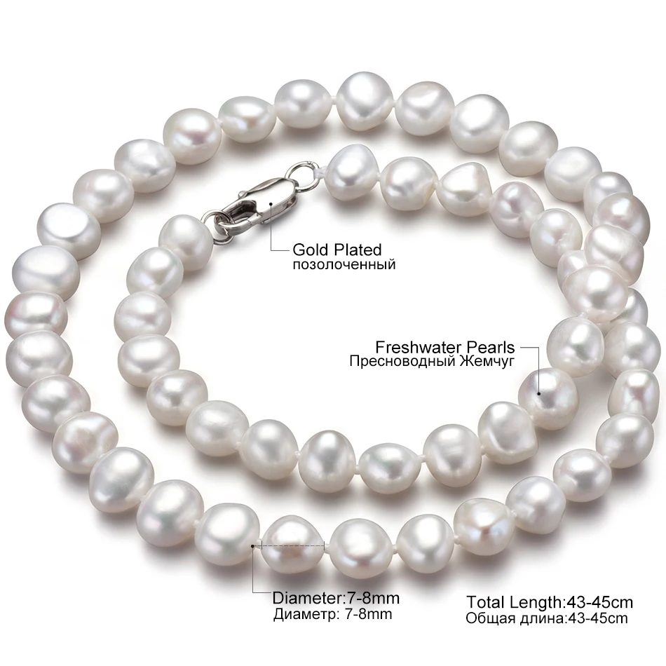 Некоторые изъяны белый натуральный барокко пресноводный жемчуг колье для женщин