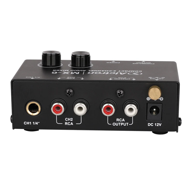 Компактный 2-канальный аудиомикшер Alctron MX-6 для выступлений на сцене студийной