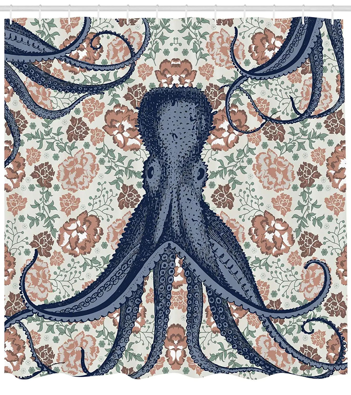 Пастельные цветные композиции с морскими животными и цветущими цветами в