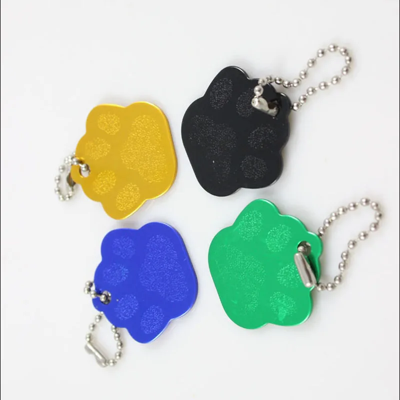 100 pcs Blank DIY Paw Print Pet ID Tag Dog Cat Name Card Key Tags with Chains Ring- Free Shipping |