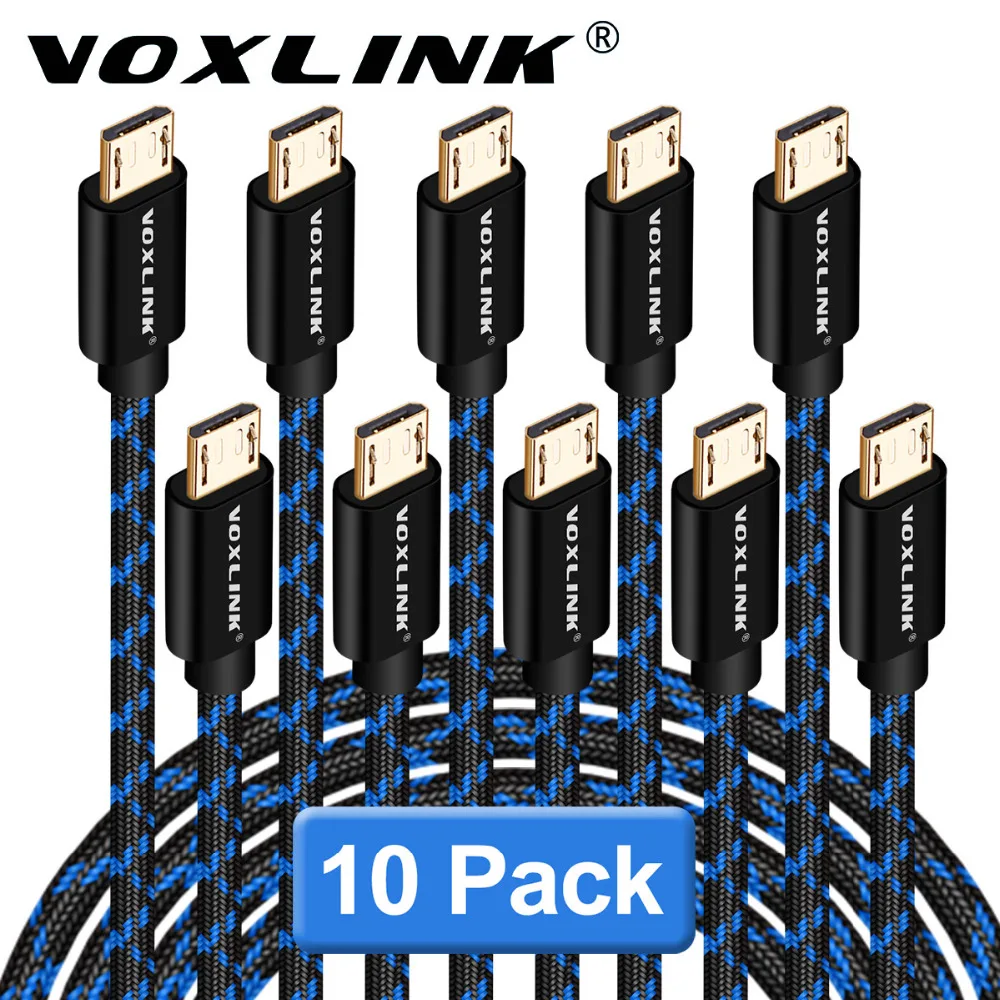 VOXLINK 3/5/10 упак. 5 В 2.4A Micro USB кабель плетеный нейлоновый быстро Chaging шнур для samsung S6 S5