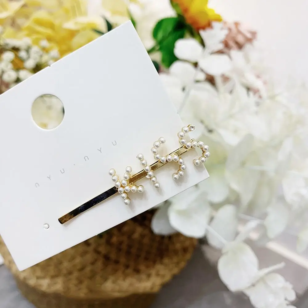 Женская заколка для волос с жемчужинами Заколка невидимка надписью улыбающееся