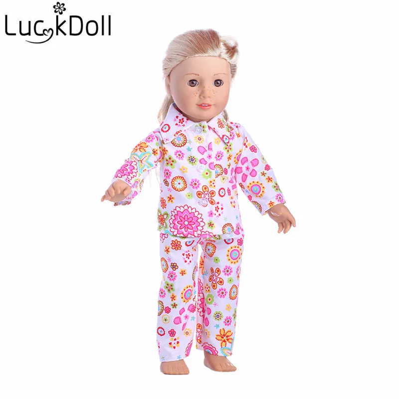 LUCKDOLL много стилей пижамы подходят 18 дюймов Американский 43 см Кукла одежда аксессуары, игрушки для девочек, поколение, подарок на день рождения