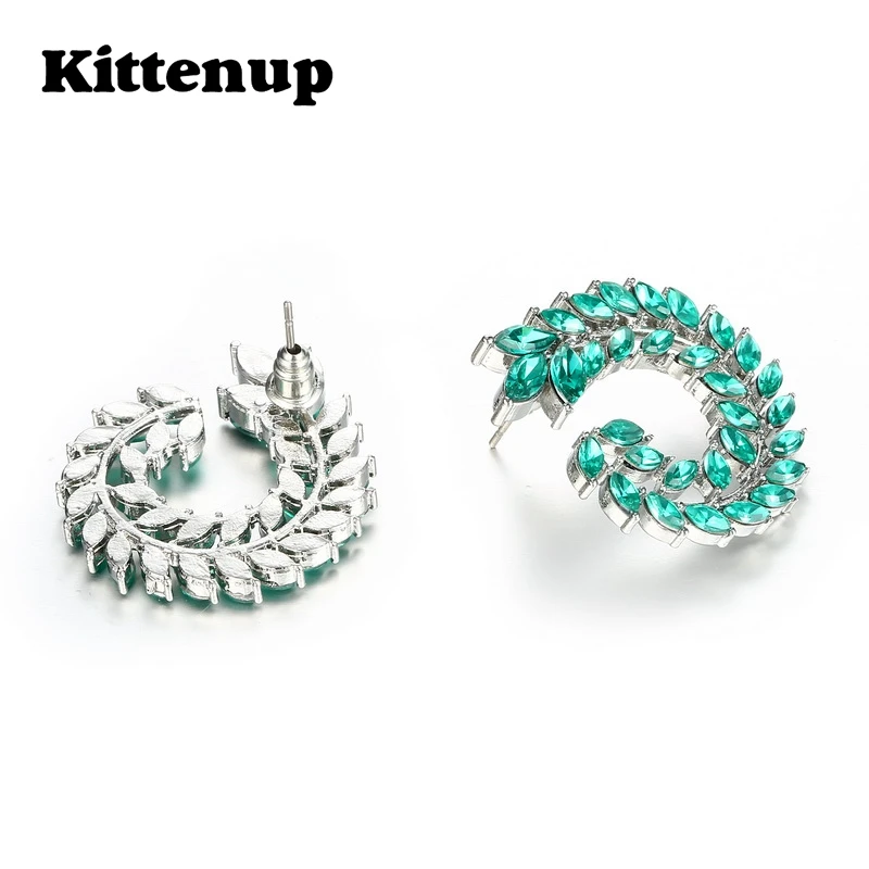 Kittenup 3 цвета Новая мода круглый Оливковая ветвь листья белый зеленый синий Стад