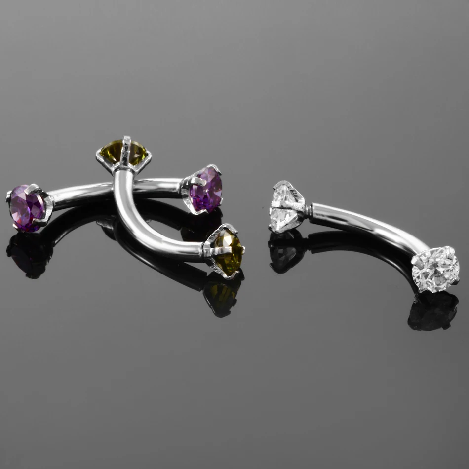 1 шт. хирургическая сталь для бровей Gem Изогнутое Кольцо для бровей Пирсинг изогнутая штанга банан ювелирные изделия для пирсинга тела Bijoux Earlets
