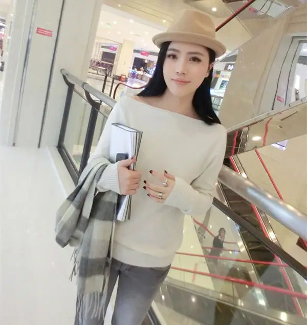 NEW Cashmere Sweater word collar pullover knitted sweater women's long sleeve casual shirt Wool | Женская одежда