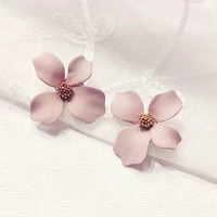 mengjiqiao 2018 new korean style spray paint big flower stud earrings for women fashion summer accessories elegant sweet brinco