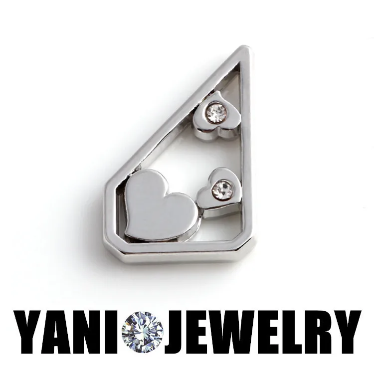 Посеребренные подвески в форме сердца с кристаллами плавучие медальонные