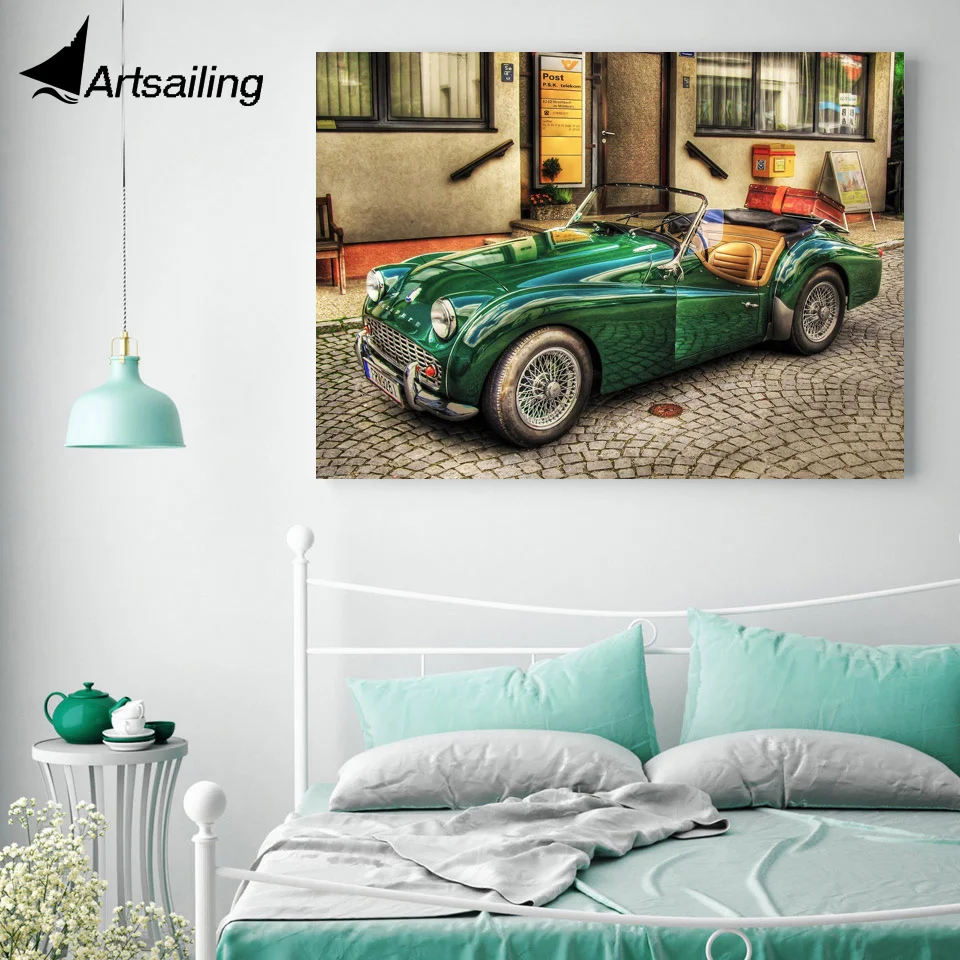 

1 Panel Free shipping triumph tr3 old car old style print painting on canvas Wall Art Picture Home Decoration/we601