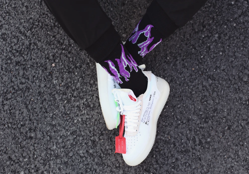 Новый оригинальный дизайн Harajuku стиль фиолетовый и желтый унисекс носки с
