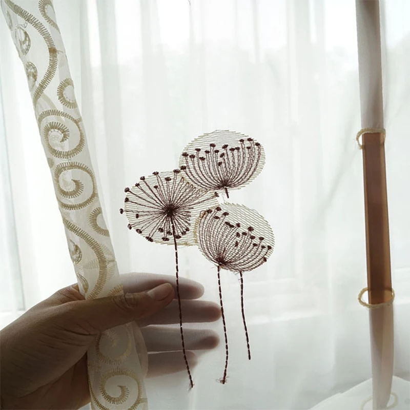 Embroidery Terylene Tulle Sheer Roman Curtains for Window Treatmen Home Decor Chic Country Style Short Curtain