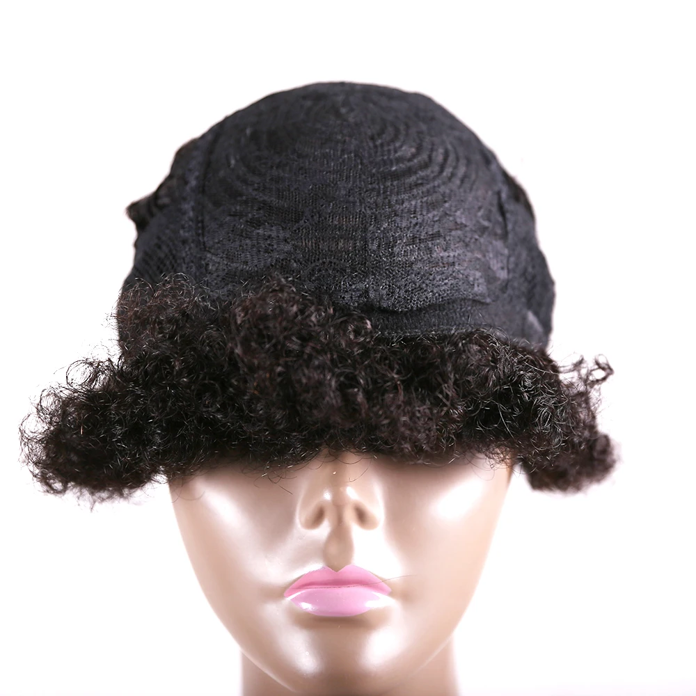 Средний коричневый 4 # короткие парики из человеческих волос афро кудрявые