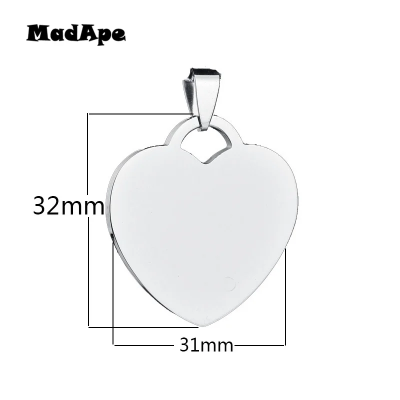 MadApe Custom нержавеющая стальное ожерелье гравировка фото слова имя сердце кулон