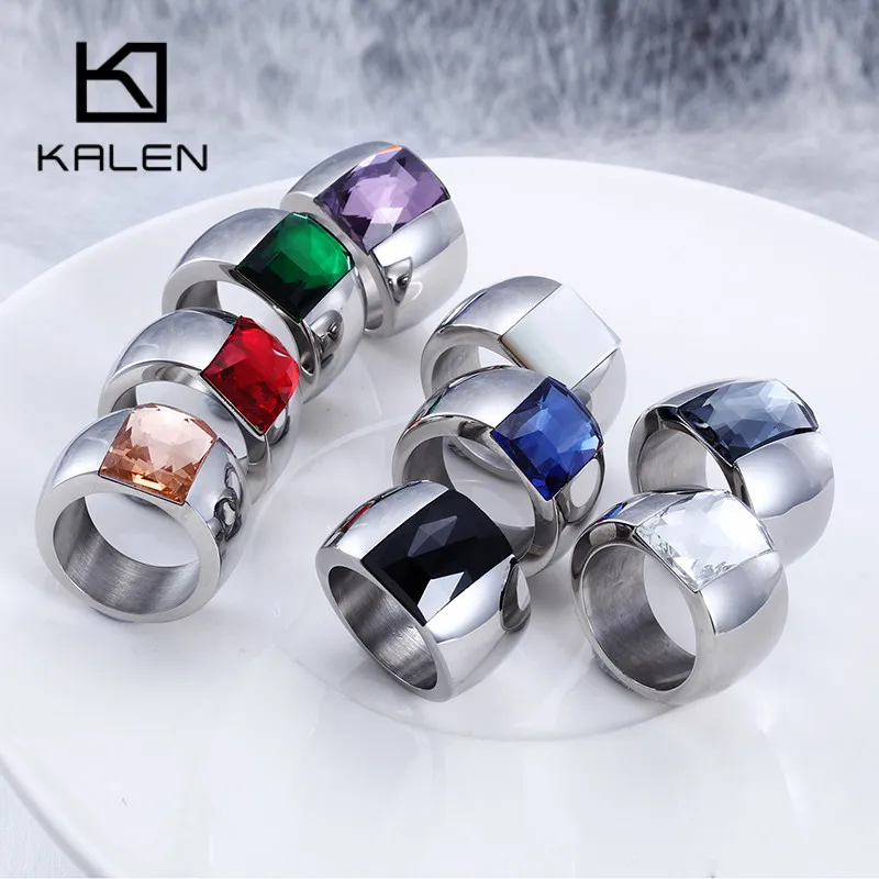 Модные золотые и цветные кольца Kalen из нержавеющей стали для женщин квадратные