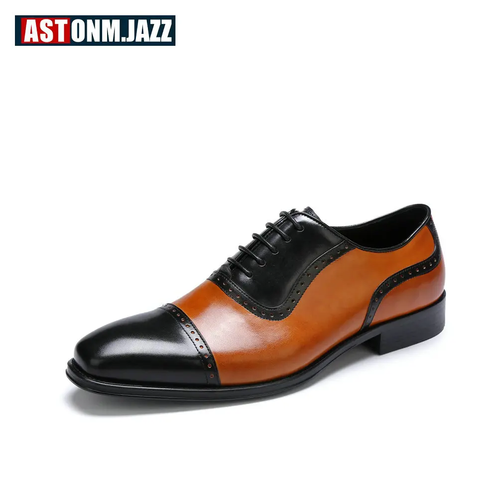 Мужские модельные туфли из кожи с натуральным лицевым покрытием классические