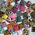 Прозрачный квадратный стеклянный кабошон, 50 шт.лот, полосатый рисунок животных, разные цвета, подходит для установки камеи 10 мм 12 мм 15 мм