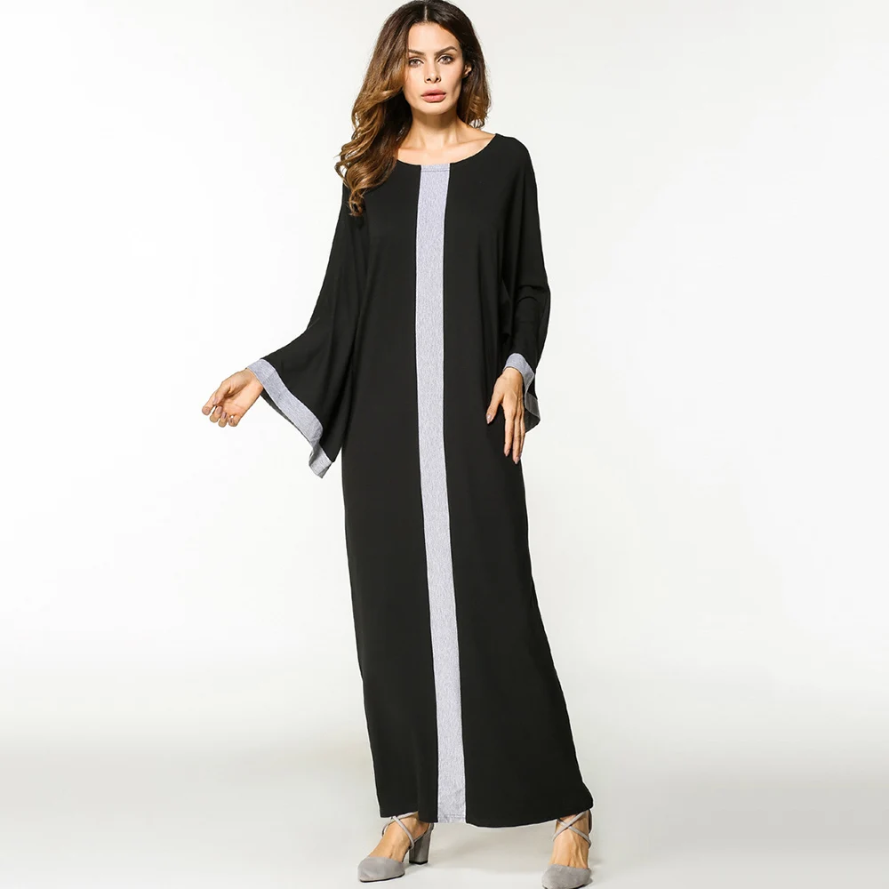 

Nice Dress Women Partchwork O Neck Casual Plus Size Dress Long Sleeve Loose Middle East Islamic Long Dress Nice Spring Pop Sale